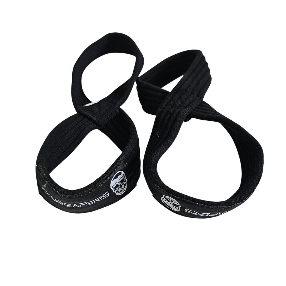 Gym Reaper Figure 8 Weight Lifting Straps Black Gym Workout Size Small